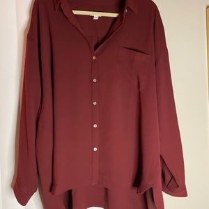 Berry Red Button Down Top